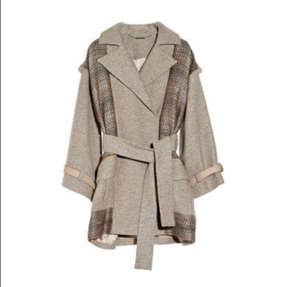 MATTHEW WILLIAMSON Pre-Fall 2012 Oversized Jacquard Belted Wool Military Coat